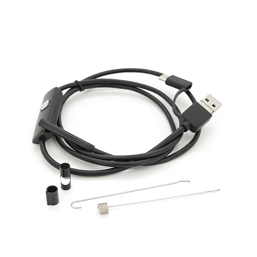 Універсальний ендоскоп 3в1 (USB+MicroUSB / Type-C) для смартфона / ПК, камера 5.5мм, м&apos;який кабель 1м, з LED-підсвічуванням, IP67