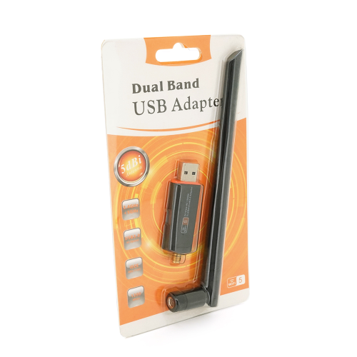 Бездротовий мережевий адаптер Wi-Fi-USB3.0 Merlion LV-UAC13, RTL8812BU, з антеною 20см, 802.11bgn, 1200MB, 2.4 GHz, Blister Q20