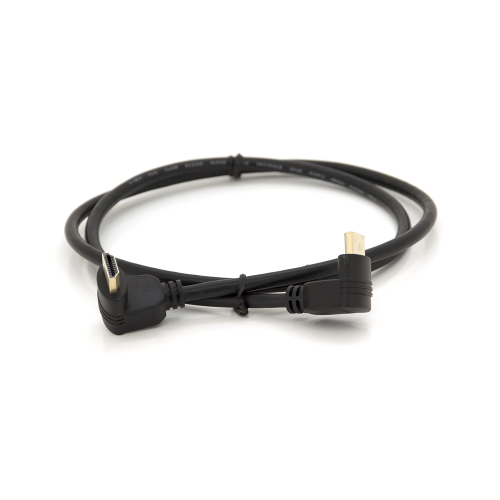 Кабель MerlionHDMI-HDMI 1.0m, v1.4, OD-7.5mm, круглий Black, коннектор Black 90 &deg; кутовий / 90 &deg; кутовий