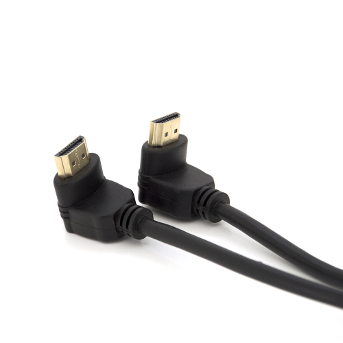 Кабель MerlionHDMI-HDMI 1.0m, v1.4, OD-7.5mm, круглий Black, коннектор Black 90 &amp;deg; кутовий / 90 &amp;deg; кутовий