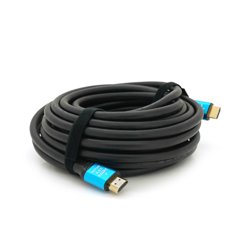 Кабель Merlion HDMI-HDMI 4Kx2K Ultra HD, 10.0m, v2,0, круглий Black, коннектор Blue, Blister-box, Q20