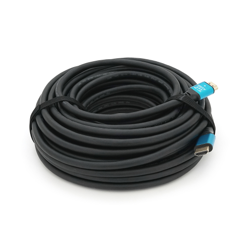 Кабель Merlion HDMI-HDMI 4Kx2K Ultra HD, 15.0m, v2,0, круглий Black, коннектор Blue, Blister-box, Q20