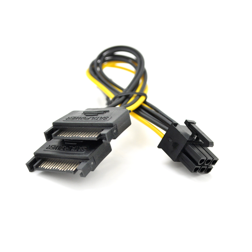 Кабель-перехідник для живлення відеокарти SATA+SATA-&amp;gt;6P, OEM Q50