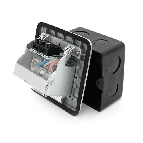 Розетка універсальна + 1 Shuko + 1RJ-45 висувна із заземленням J02L, Input: AC 100-250V 13A, White