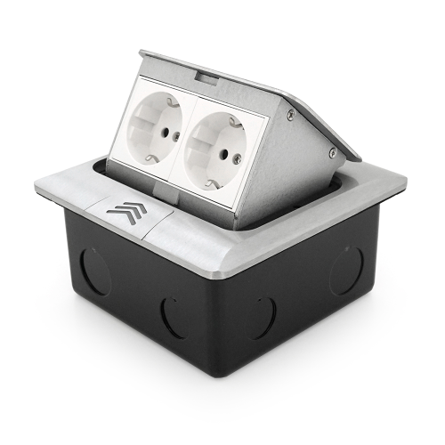 Розетка подвійна напольная висувна із заземленням J28L, Input: AC 100-250V 16A, White