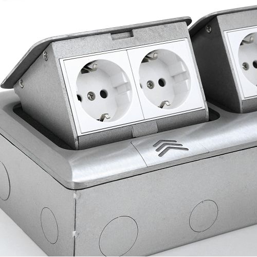 Розетка для підлоги висувна із заземленням J26, чотири розетки, Input: AC 100-250V 16A, White