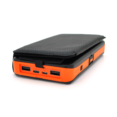 Power bank RH-20000N6W 20000mAh Solar, Flashlight,Input:5V / 2A(microUSB,TypeC),Output:5V / 2А(2xUSB),Wireless charger,PD / QC3.0,rubberized case,Orange,BOX