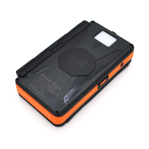 Power bank RH-20000N6W 20000mAh Solar, Flashlight,Input:5V / 2A(microUSB,TypeC),Output:5V / 2А(2xUSB),Wireless charger,PD / QC3.0,rubberized case,Orange,BOX