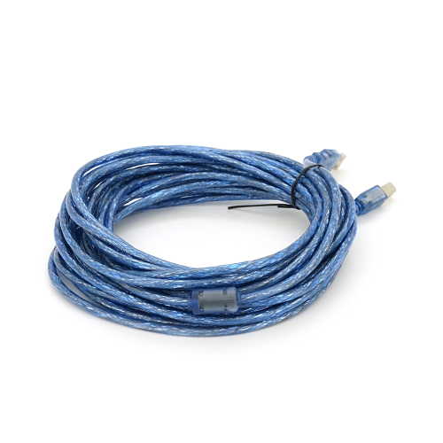 Кабель USB 2.0 AM/BM 10m 1 ферит RITAR прозорий синій