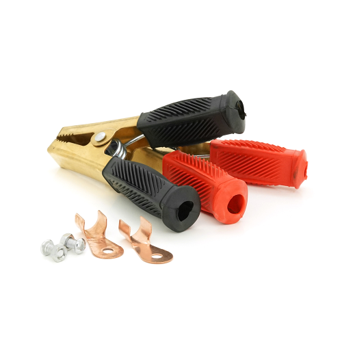 Набір акумуляторних затискачів &amp;quot;крокодили&amp;quot; Merlion чорний + червоний 200А-500А 160мм (щільний гумовий, рифлений кожух), Пакет, Q2