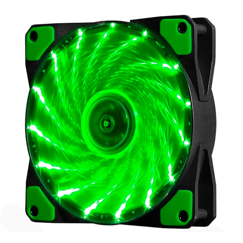 Кулер корпусний 12025 DC sleeve fan 4pin - 120 * 120 * 25мм, 12V, 1100об / хв, 15LED, Green