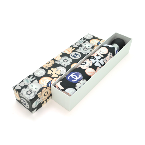 Парасолька жіноча Chanel Kitten автоматична, D-116см, захист від сонця, UV (99%), захист від дощу, каркас - Al+Fe, White-black