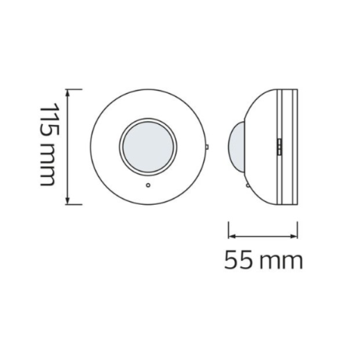 Датчик руху FOCUS 1000W 220-240V IP20 360 градусів. 115х55мм. чорний