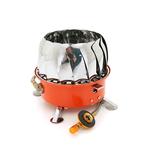 Туристичний газовий пальник K-205 з п&apos;єзопідпалом та захистом від вітру під газові балони бутан та пропан-бутан, Box