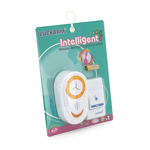 Бездротовий дверний дзвінок Luckarm 8853, приймач-передавач, 15 мелодій, світлооповіщення, дальність 90 метрів, White, Blister