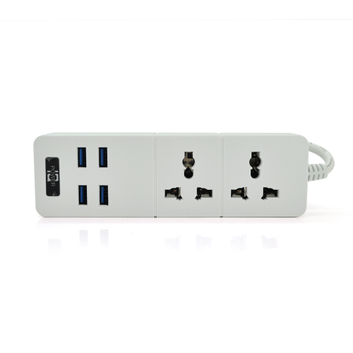 Мережевий фільтр ТВ-Т07, 2 розетки + 4 USB, 2 м, перетин 3х0,75мм, 2500W, White, Box