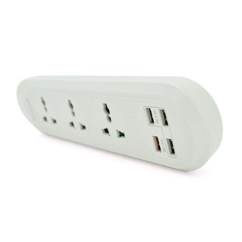 Мережевий фільтр ТВ-Т16, 3 розетки + 4 USB, 2 м, перетин 3х0,75мм, 3000W, White, Box