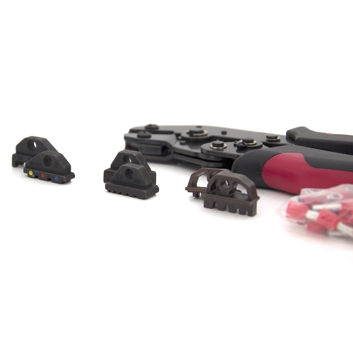 Інструмент обжимний SN-2549 для обжимки клем + насадки 06 -0.5-6mm2, 02С -0.5-2.5mm2, 06WF -0.25-6mm2, Black-red