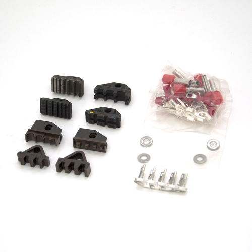 Інструмент обжимний SN-2549 для обжимки клем + насадки 06 -0.5-6mm2, 02С -0.5-2.5mm2, 06WF -0.25-16mm2, 48B -0.5-2.5mm2, Black-red