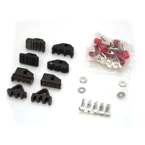 Інструмент обжимний SN-2549 для обжимки клем + насадки 06 -0.5-6mm2, 02С -0.5-2.5mm2, 06WF -0.25-16mm2, 48B -0.5-2.5mm2, Black-red