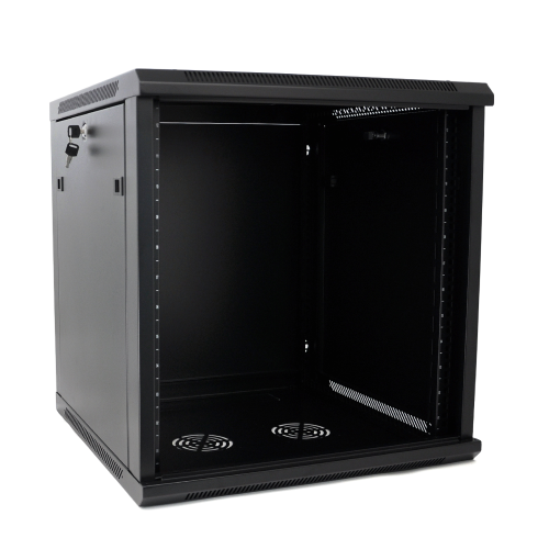 Шафа Merlion 15U, 600*600*768 (Ш*Г*В)мм загартоване скло, чорна, сталь 1,2мм з замком