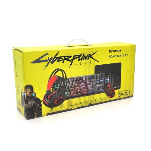 Набір Gamer Cyberpunk CP-009 (Клавіатура + Миша + Навушники + Килимок), Box