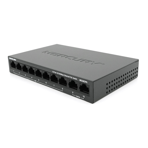 Комутатор POE Mercury MS10CPS з 8 портами POE + 2 порти UP-Link 100Мбіт, БП у комплекті, Q18