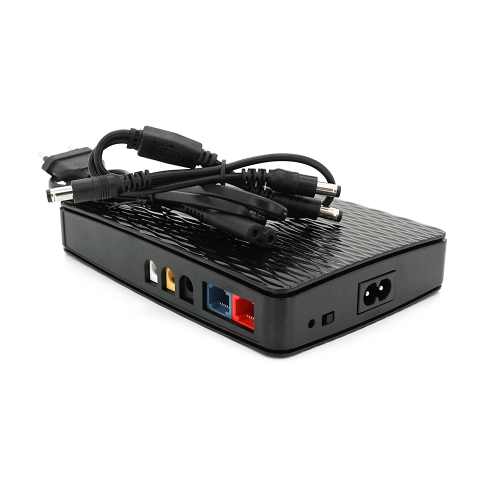 UPS для роутеров / коммутаторов ECO-1825, 18W, OUT:USB-5V, DC-5V / 9 / 12V, POE-15 / 24V, 1 / 2A, LiFePo4 8000mAh, 160x105x33mm, 0.4kg, Black, BOX