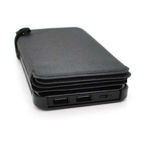 Power bank 12000 mAh Solar, (5V / 200mA), 2xUSB, 5V / 1A / 2.1A, USB &amp;lt;-&amp;gt; microUSB, ударо захищений прогумований корпус, Black, Corton BOX