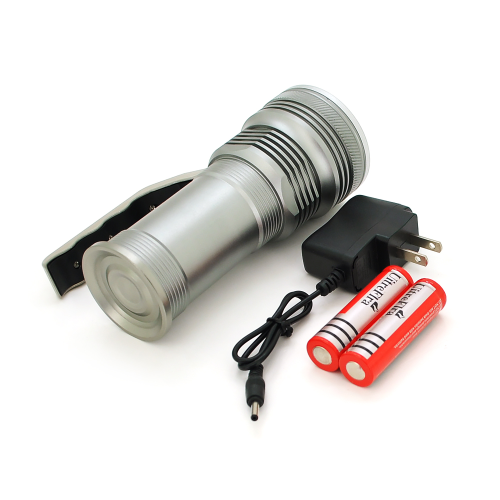 Ліхтар пошуковий GLH-3405, 1LED T6, 10W, 3 режими, 2*18650, Silver, IP40, СЗУ, перехідник, 150х65х95мм, BOX