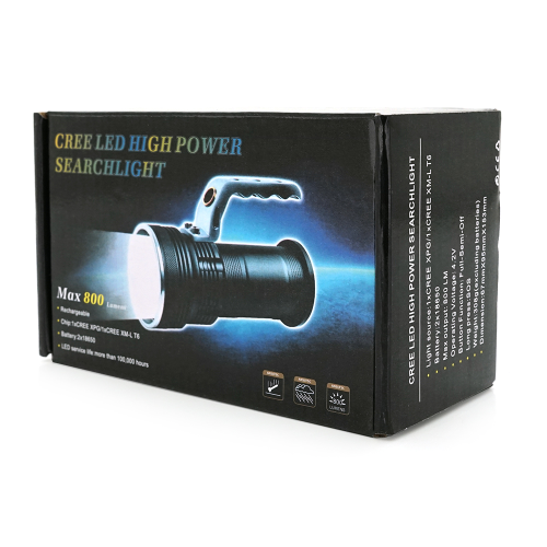 Ліхтар пошуковий GLH-3405, 1LED T6, 10W, 3 режими, 2*18650, Silver, IP40, СЗУ, перехідник, 150х65х95мм, BOX