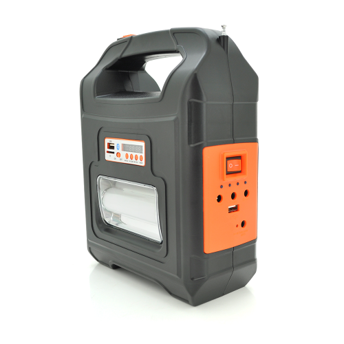 Переносний ліхтар RT910BT+Solar, 1+1 режим, Радіо+ Bluetooth колонка, вбудований аккум, 3 лампочки 3W, USB вихід, Black / Orange