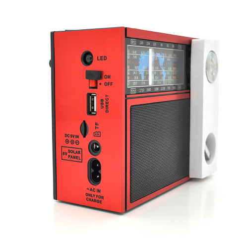 Радіоприймач GOLON RX201, LED, 3W, AM / FM радіо, Входи microSD, USB, AUX, живлення від 220В+2*LR20, корпус пластмас, Black / Red, BOX