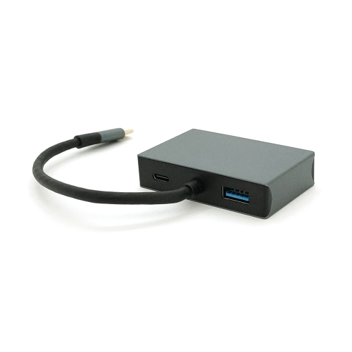Хаб Type-C(тато) пластиковий, HDMI(мама)+VGA(мама)+USB3.0(мама)+PD(мама), 23cm, Silver