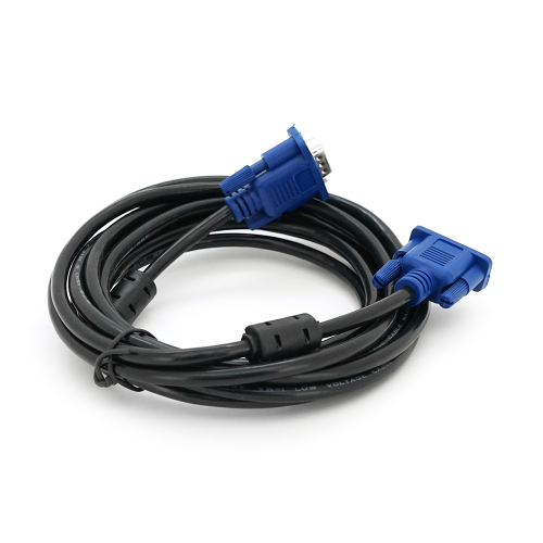 Кабель Merlion VGA 3+2 4m, male to male (тато-тато), 2 ферити, чорно-синій, пакет Q100