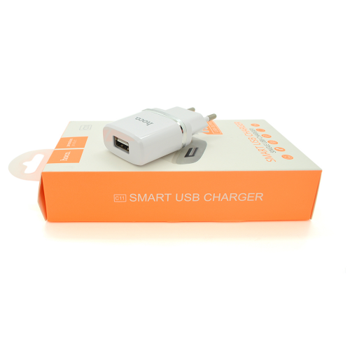 СЗУ 110-240V HOCO C11, 1xUSB, 1A, White, Blister-box