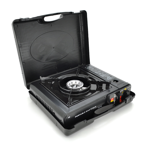 Портативна газова плита GAS STOVE ZCM-001, під газові балони бутан та пропан-бутан, Black, Case