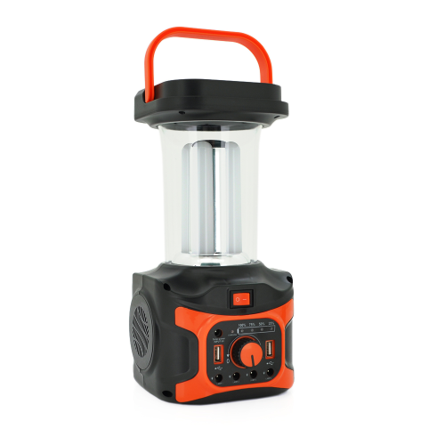 Переносний ліхтар RT911BT+Solar, 1+1 режим, Радіо+ Bluetooth колонка, вбудований акум, 3 лампочки 3W, USB вихід, Black / Orange