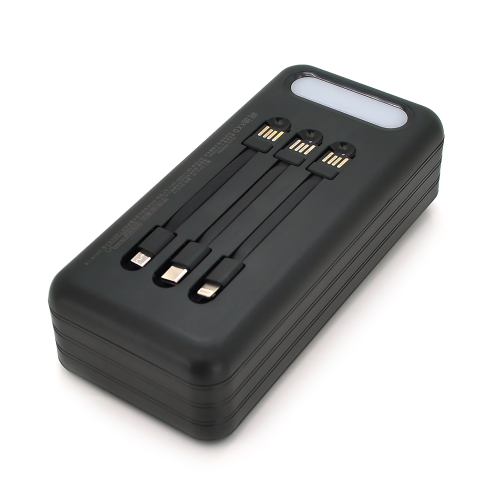 Power bank KKD-8W 80000 mAh Solar, flashlight, Input: 5V / 2.1A(microUSB, TypeC, Lightning), Output: 5V / 2.1A(4xUSB), plastic, Black, BOX