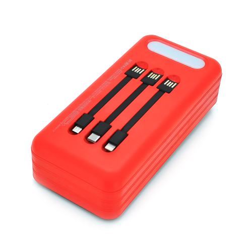 Power bank KKD-8W 80000 mAh Solar, flashlight, Input: 5V / 2.1A(microUSB, TypeC, Lightning), Output: 5V / 2.1A(4xUSB), plastic, Red, BOX