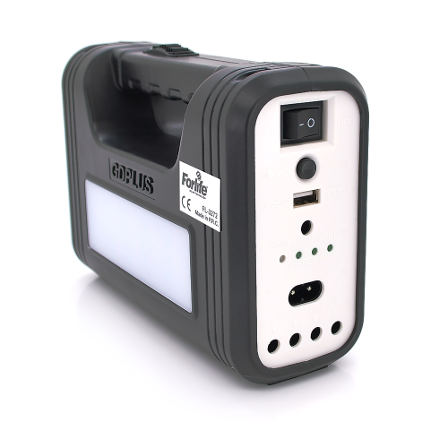 Переносний ліхтар FL-3272+ Solar, 1+1 режим, вбудований акум 4500 мАг, 3 лампочки 3W, USB вихід, Black, Box