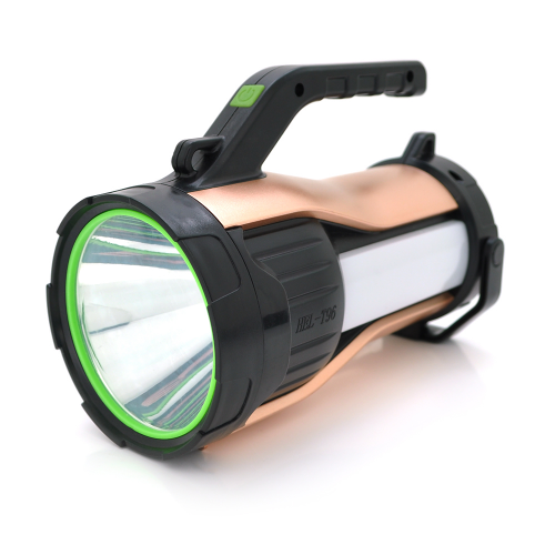 Ліхтар пошуковий Haoerliang HEL-T96, 1LED+COB T6, 10W, 3+2+2 режими, 20000mah, Black / Gold, IP40, USB кабель+Solar, 200х95х140мм, BOX