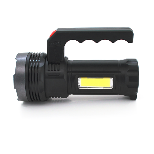 Ліхтар пошуковий USHL-828, 1LED T6+COB, 3W, 3+1 режими, 1200mah, Black, IP40, USB кабель+Solar, 150х60х90мм, BOX