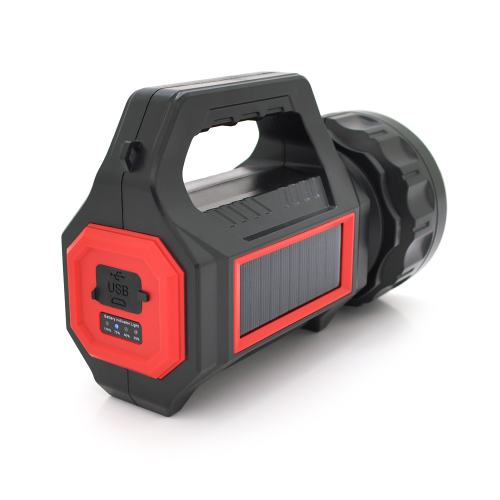 Ліхтар пошуковий Pahther PT-8895, 1LED+COB T6, 10W, 3+2+2 режими, 3600mah, Black, IP40, USB кабель+Solar, 200х95х130мм, BOX