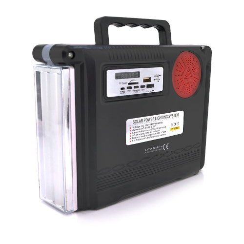 Переносний ліхтар SilverTools ST-1980+ Solar, 2 режими, Радіо+ Bluetooth колонка, вбудований аккум, 3 лампочки 3W, USB вихід, Black, Box