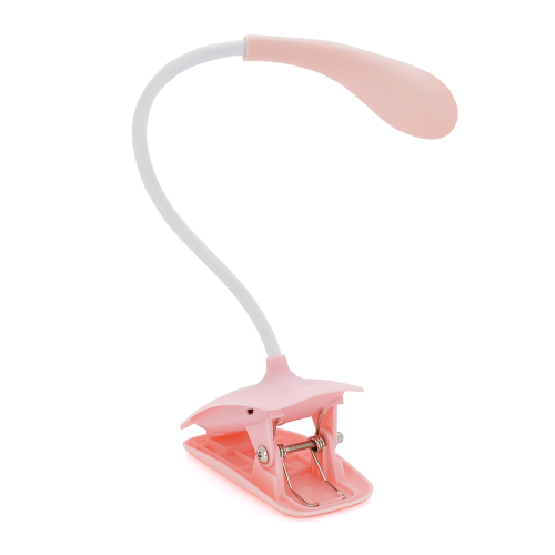 Гнучка настільна лампа-прищіпка SW-D812, 3 режими, 4,2V 300mAh. microUSB, 3 години роботи, 25см, 200гр, PINK, Box