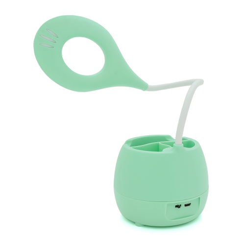 Гнучка настільна лампа-органайзер SST-813, 3 режими, 4,2V 300mAh. microUSB, 3 години роботи, 42см, 200гр, GREEN, Box