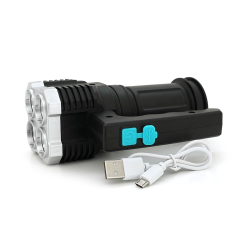 Ліхтар пошуковий Portable Lamp YT-81043, 4LED T6+COB, 5W, 3+1 режим, 1200mah, Black, IP40, USB кабель, 140х70х90мм, BOX