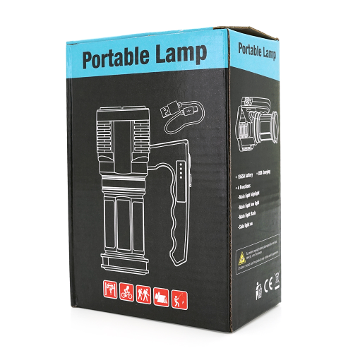 Ліхтар пошуковий Portable Lamp YT-81043, 4LED T6+COB, 5W, 3+1 режим, 1200mah, Black, IP40, USB кабель, 140х70х90мм, BOX