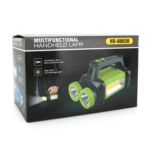 Ліхтар пошуковий SW-8802, 1LED+COB T6, 5W, 2+1+1 режим, 3600mAh, Black / Blue, IP40, USB кабель+4*LR06(немає в комплекті), 190х110х130мм, BOX